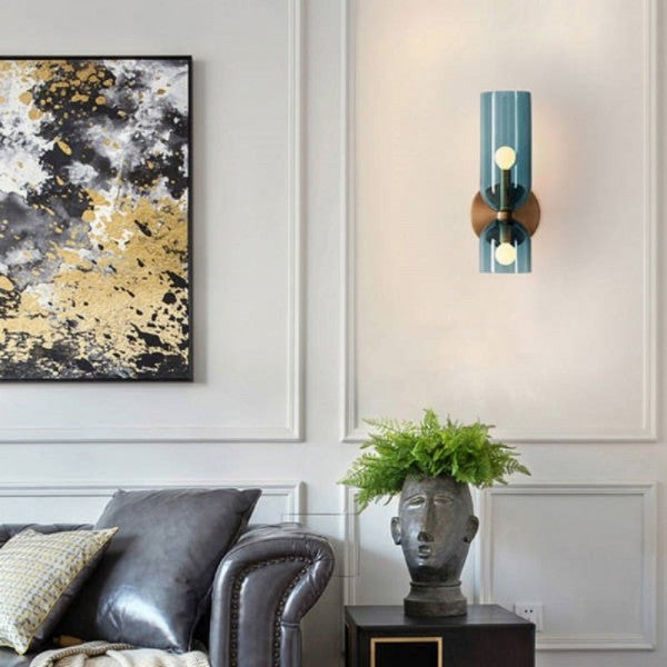 Double Head Glass Wall Lamp LED Sconce for Bedroom - Cueteks