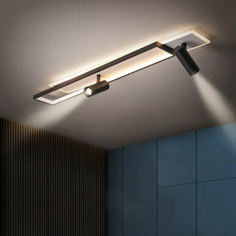 Haney LED-Deckenleuchte mit Strahler, schlicht, modern, schwarz - Cueteks