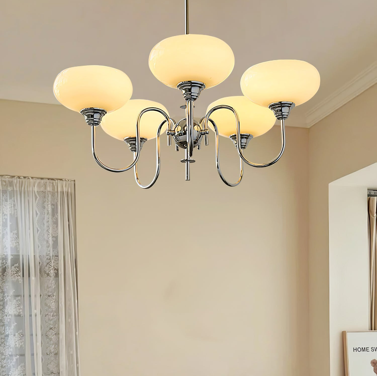 Vintage Creamy Persimmon Glass Chandelier - Cueteks