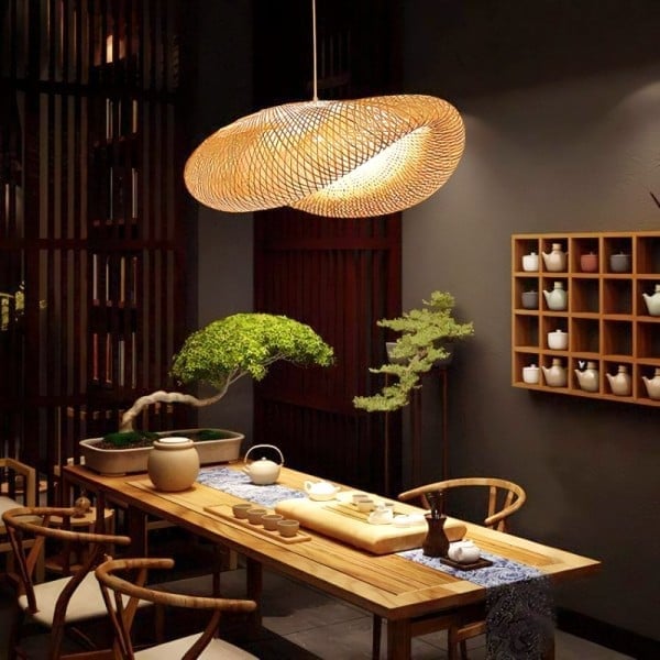 Modern Bamboo Kitchen Island Pendant Light - Cueteks