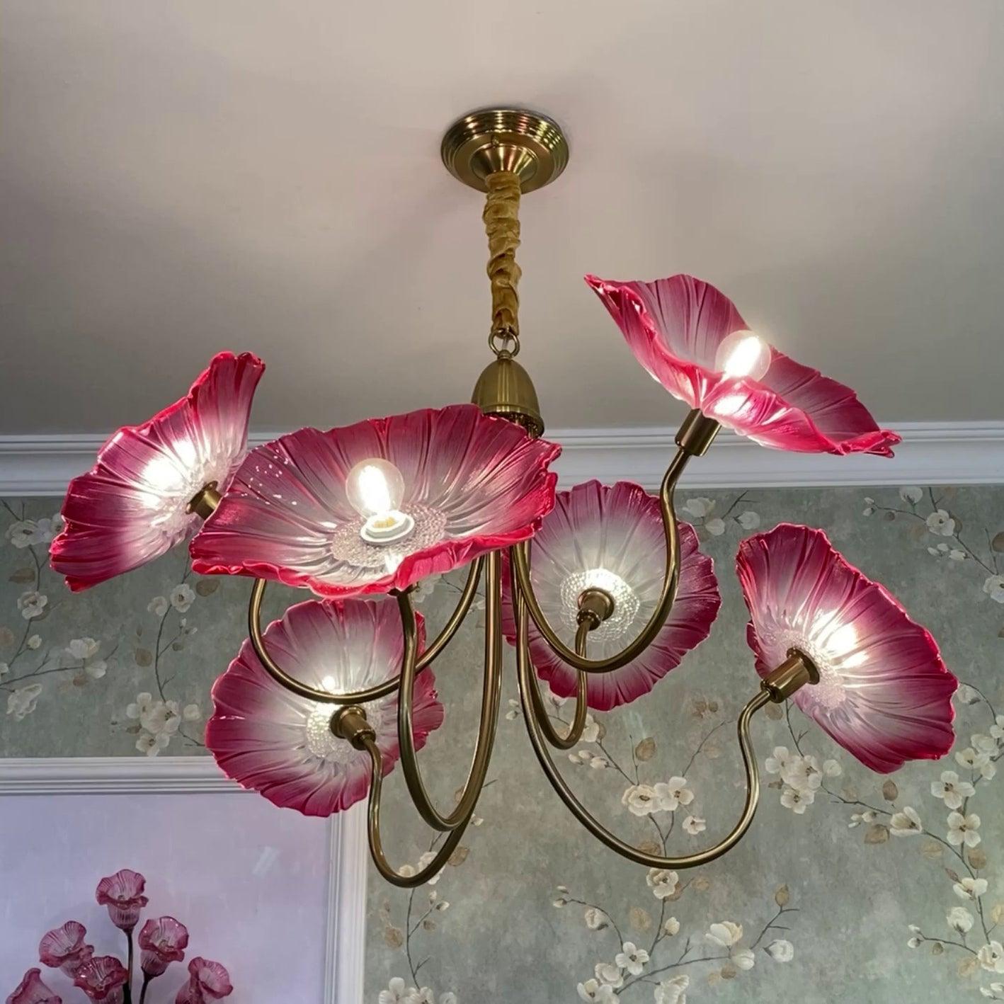 Modern Lotus Leaf Glass Living Room Chandelier - Cueteks