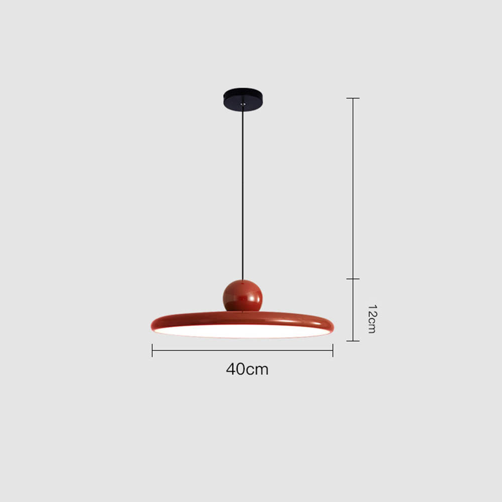 Lola red pendant diagram with 40 cm diameter and 12 cm body height
