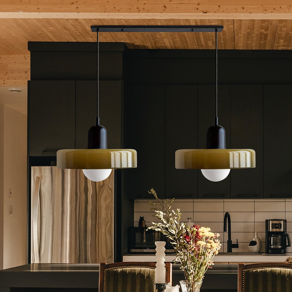 2 Heads Modern Bauhaus Glass Pendant Light - Cueteks