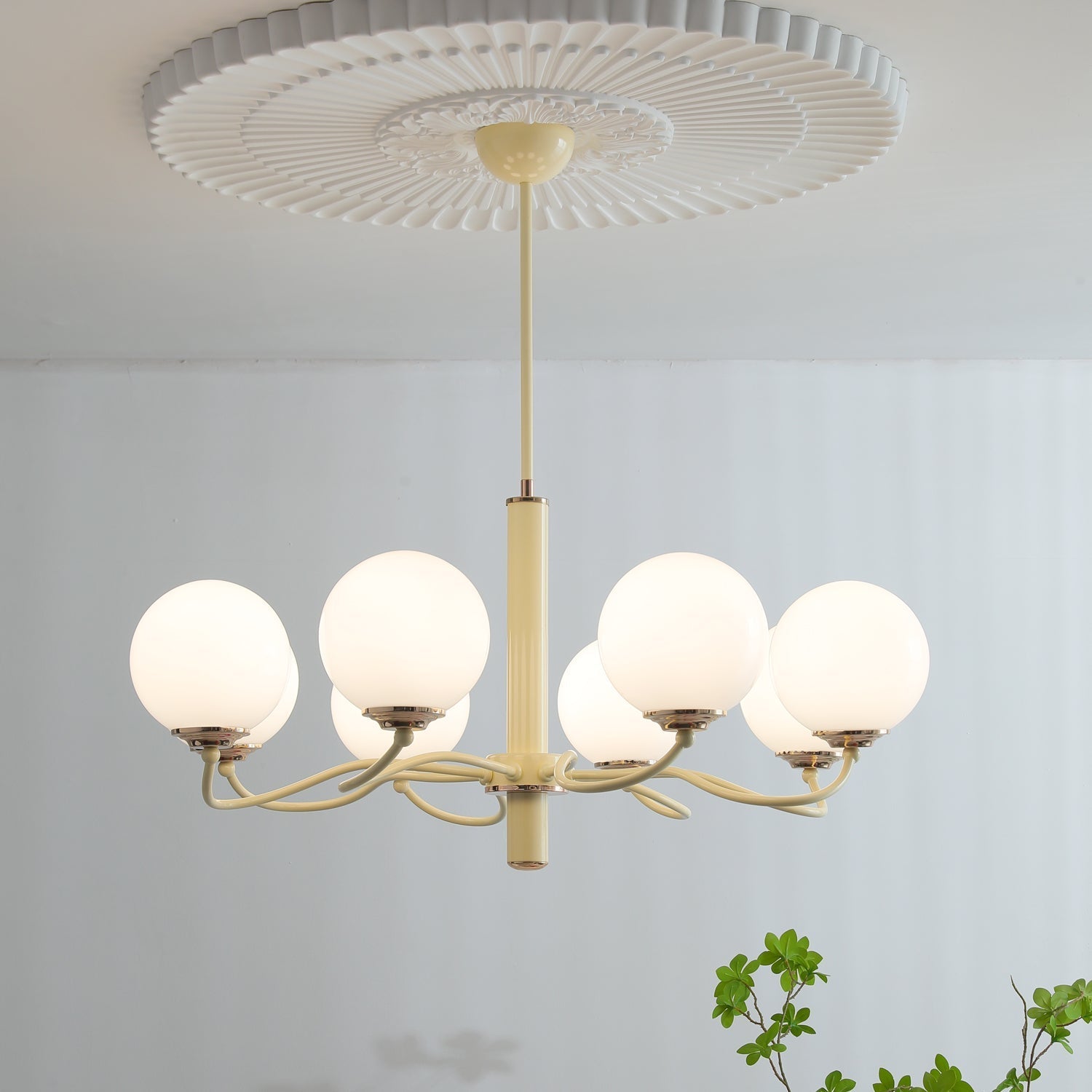 Vinatge White Bubble Globe Chandelier - Cueteks