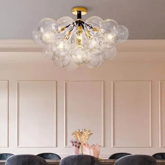 Modern Semi Flush Mount Ceiling Light Glass Bubble  Chandelier - Cueteks