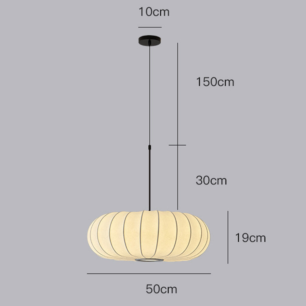 White Fabric Hanging Light Pumpkin Shape Pendant Light - Cueteks