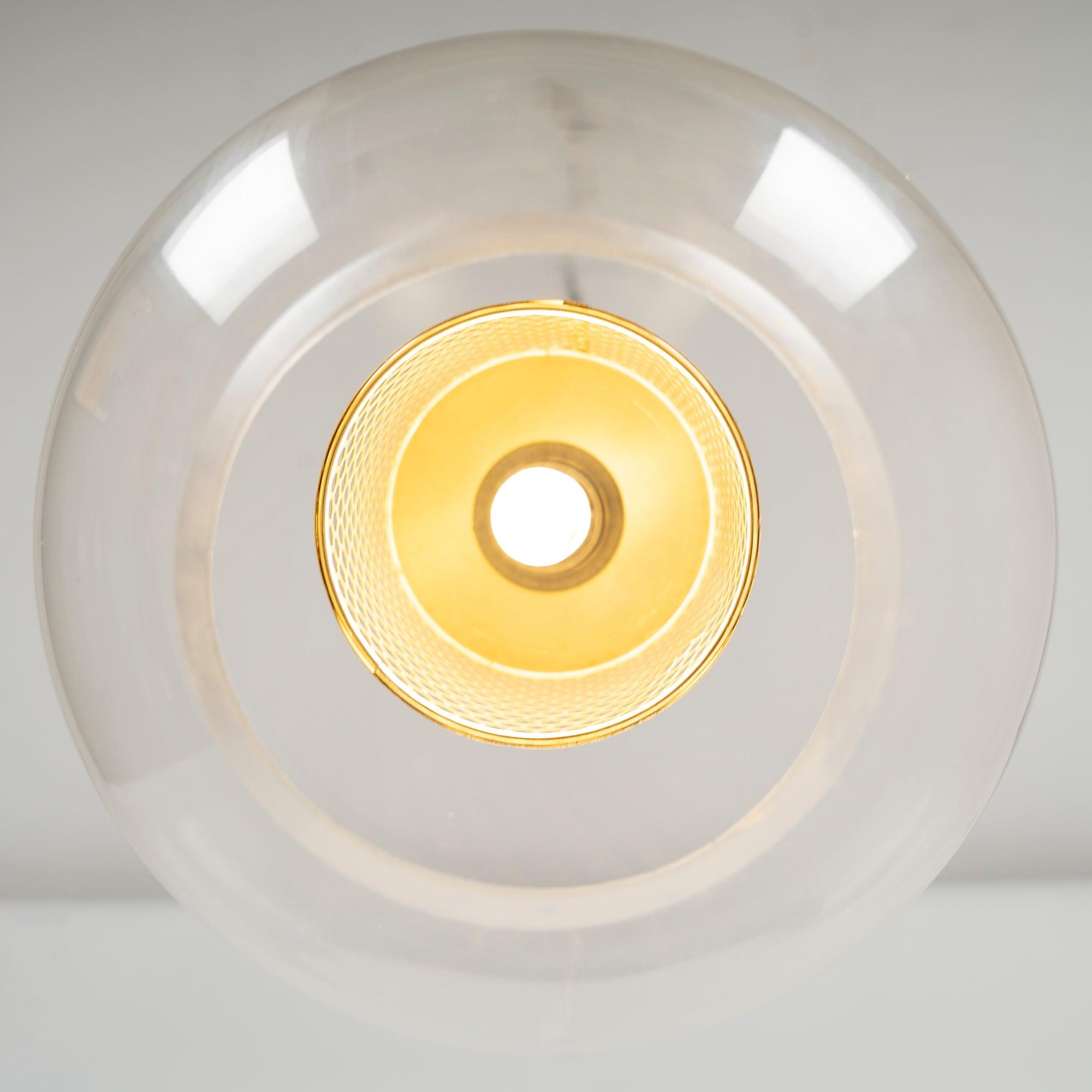 Underside view through the glass shade opening