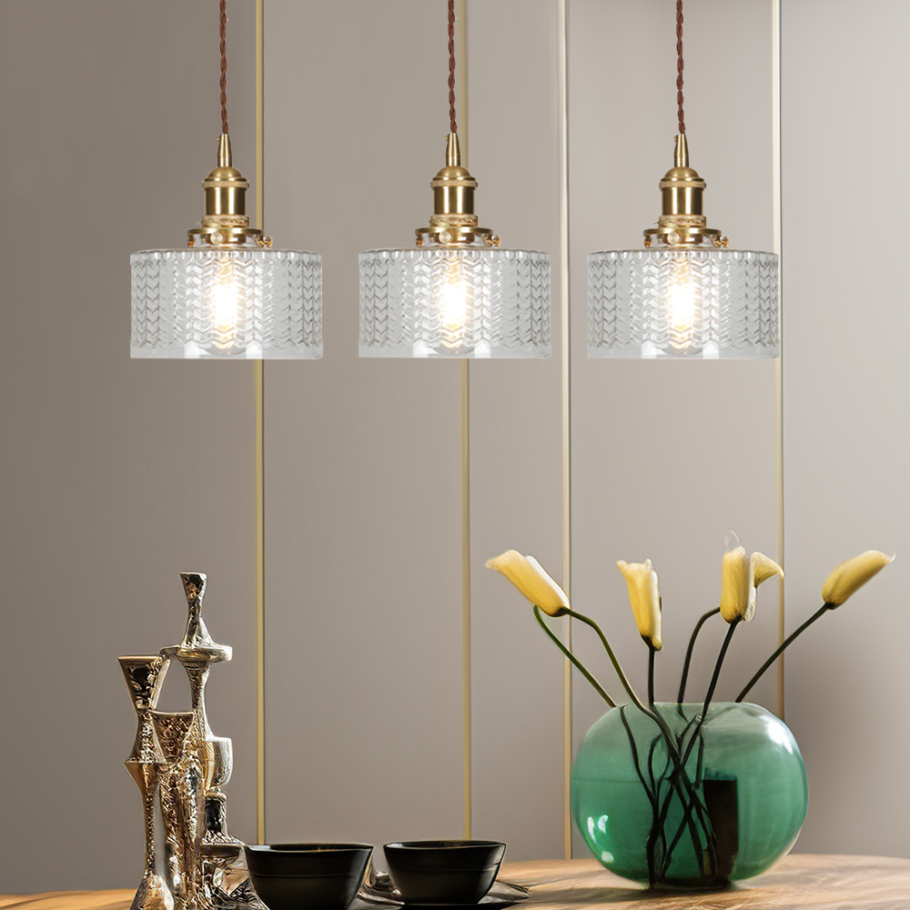 Vintage Stunning Cylinder Glass Pendant Light - Cueteks