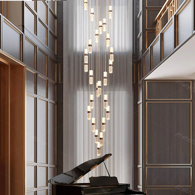 Luxury Crystal Staircase Long Chandelier - Cueteks