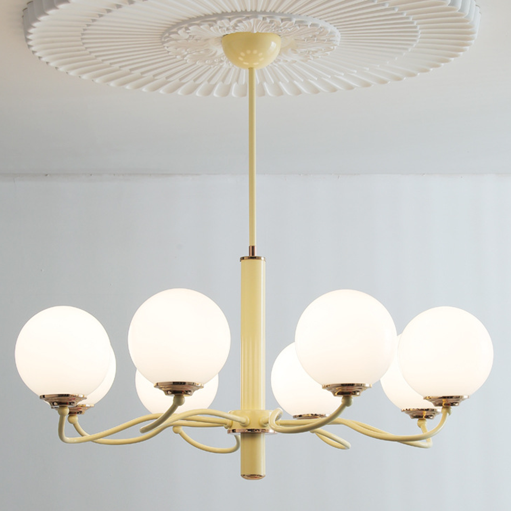 Vinatge White Bubble Globe Chandelier - Cueteks