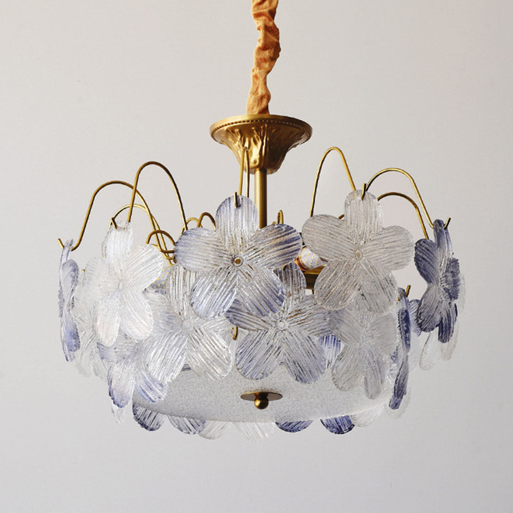 Classic Flower-Shaped Stained Glass Chandelier for Living Room - Cueteks