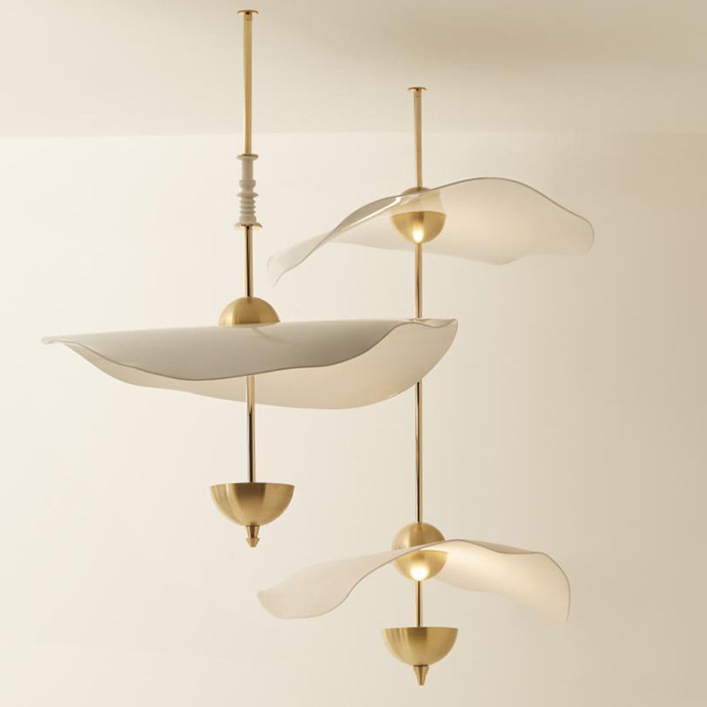 Art Deco Gold Metal Lotus Led Light Fixtures Chandeliers - Cueteks