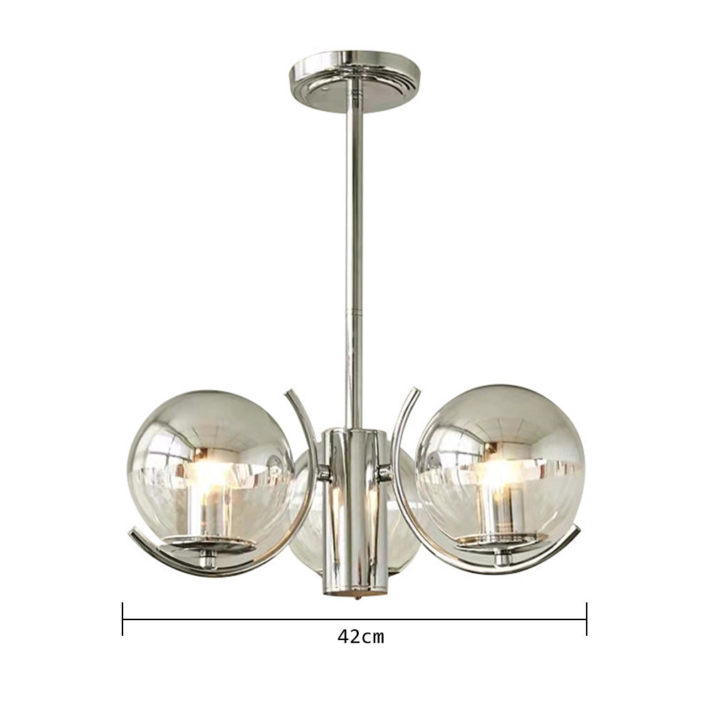 Modern Silver Glass Space Ball Chandelier - Cueteks