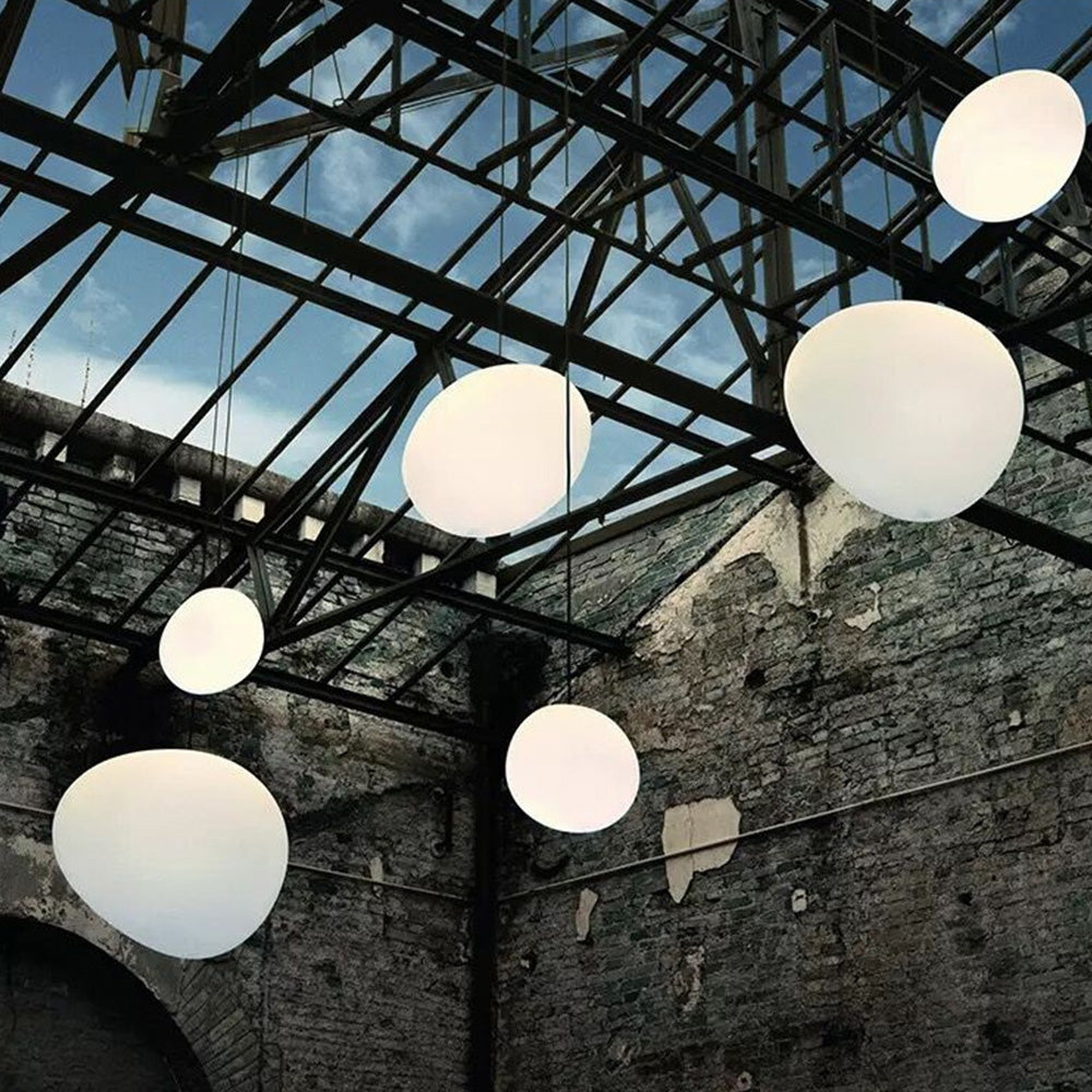 Modern Glass Hanging White Bubble Pendant Lights For Living Room - Cueteks