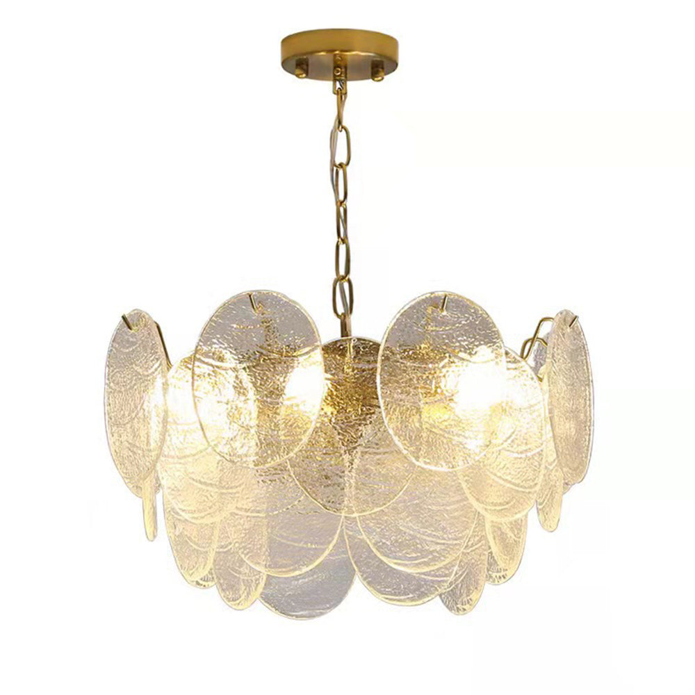 Glass Disc Pendant Light Large Ice Glass Chandelier - Cueteks