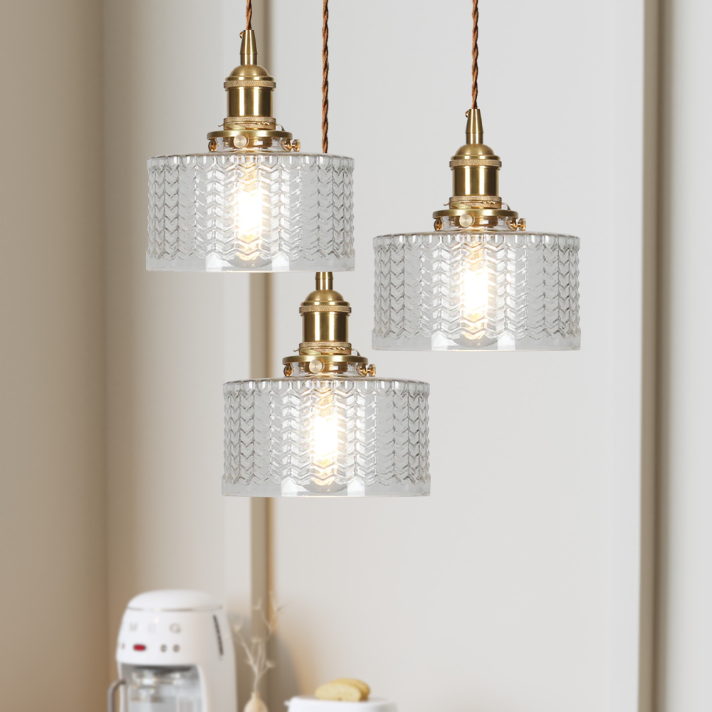 Vintage Stunning Cylinder Glass Pendant Light - Cueteks