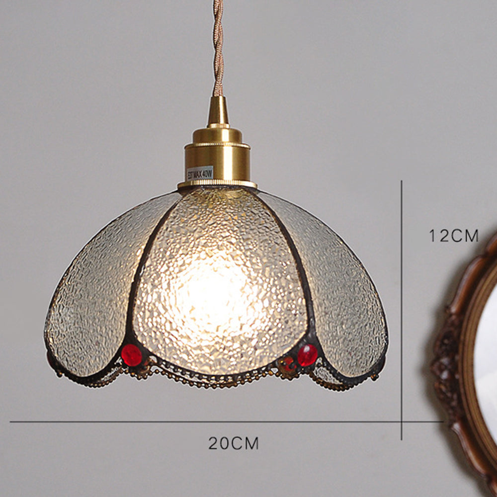 Vintage Stained Glass Dome Tiffany Pendant Light - Cueteks