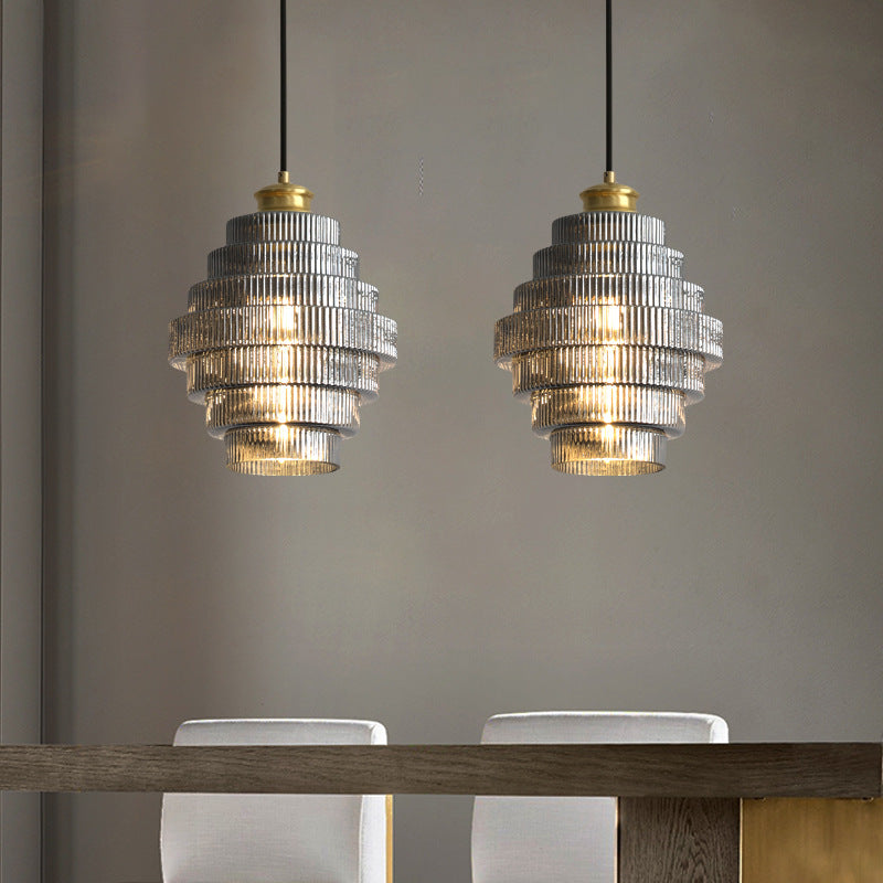 Bottle Shaped Brass Glass Pendant Light - Cueteks
