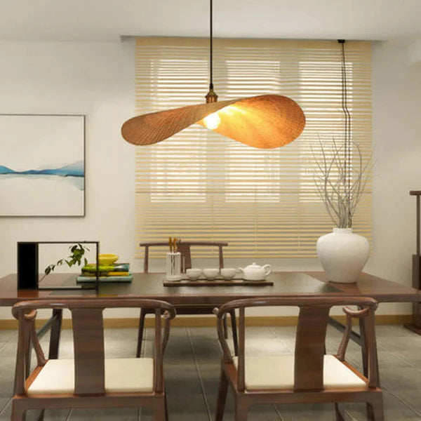 Handmade Natural Bamboo Wicker Pendant Lamp For Living Room - Cueteks
