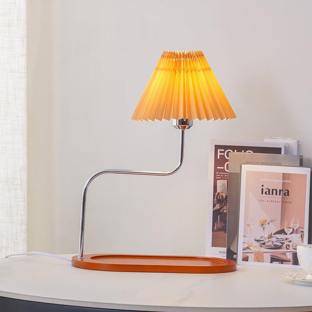 Solid Wood Retro Style Umbrella Shaped Table Lamp - Cueteks
