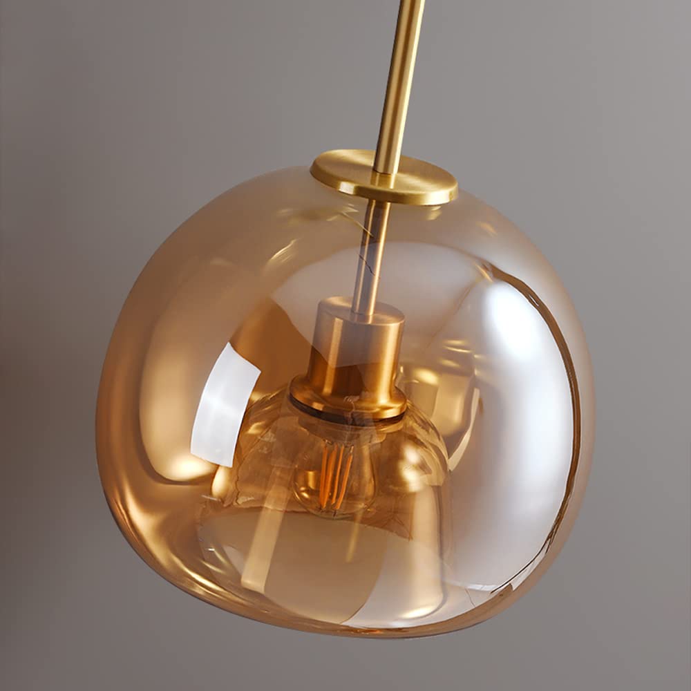 Retro Copper Glass Semi Flush Mount Ceiling Light - Cueteks