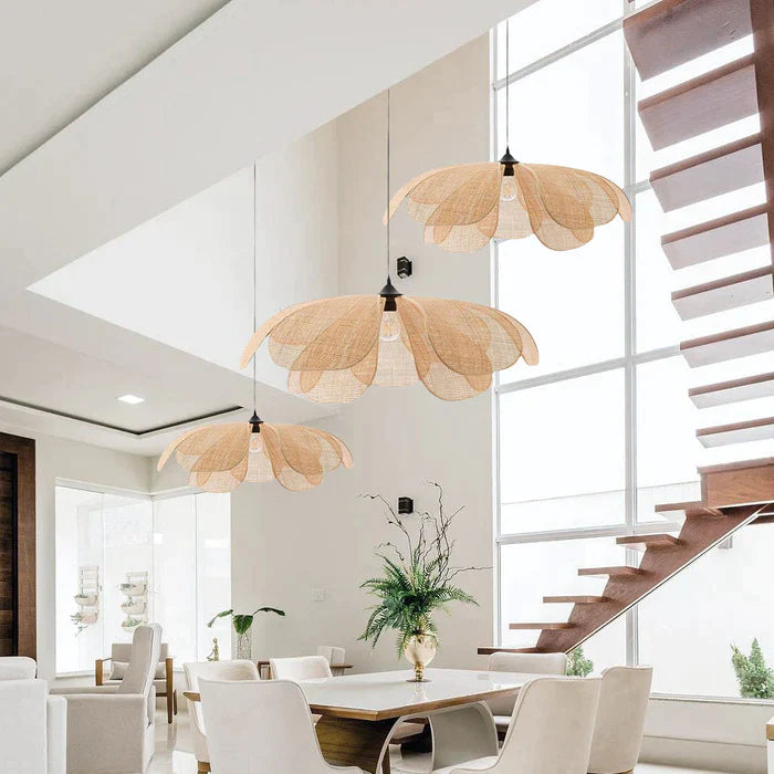 Vintage Petal Rattan Ceiling Pendant Light - Cueteks