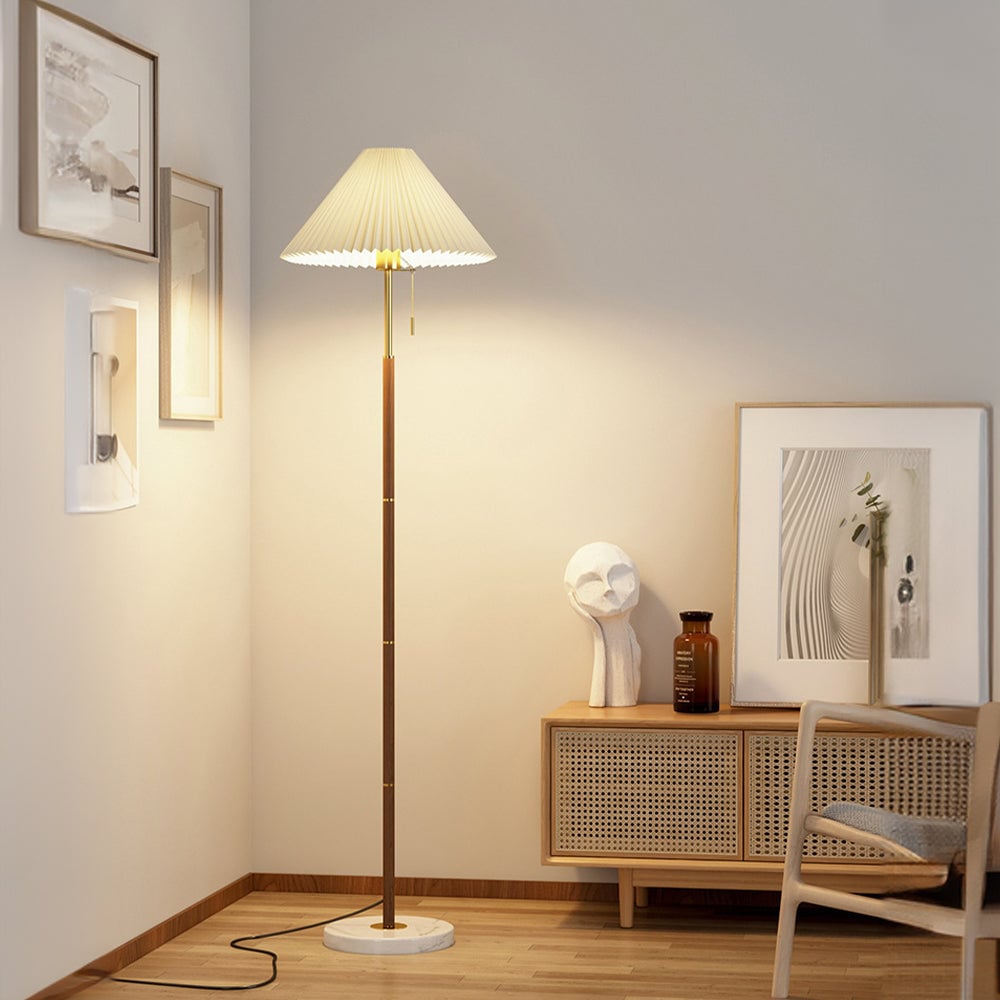 Vintage Pleated Metal Standing Lamp - Cueteks