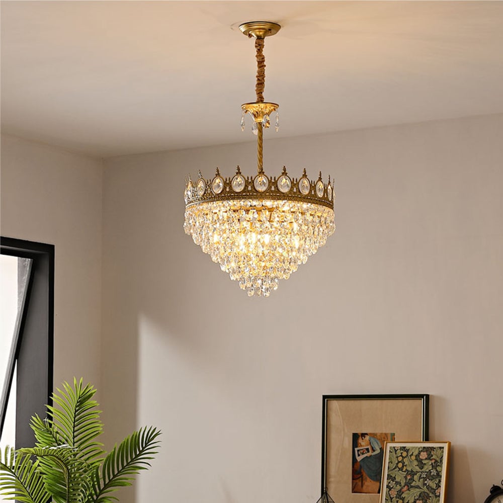 Retro French Gold Crystal Chandelier - Cueteks
