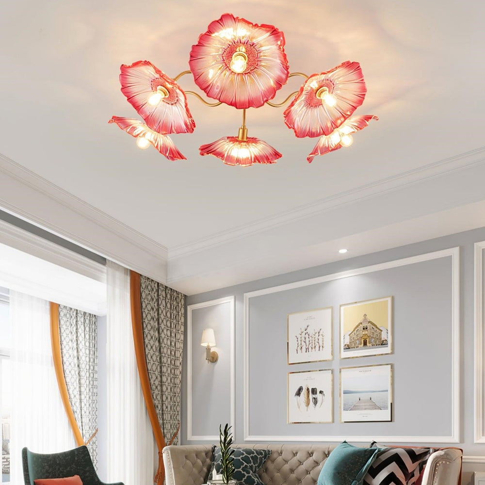 Vintage Lotus Leaf Glass Ceiling Light - Cueteks