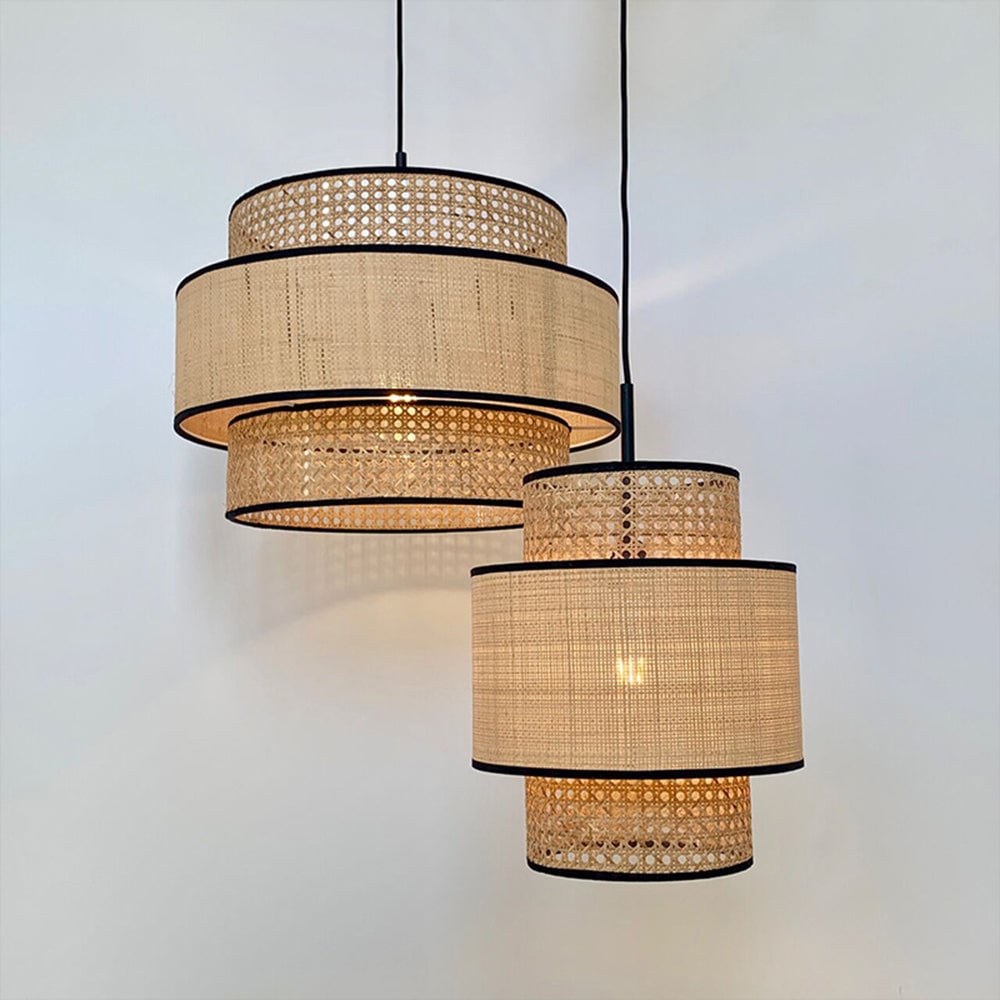 Ritta Pendelleuchte dreilagig, Rattan, ∅30/40/60cm - Cueteks