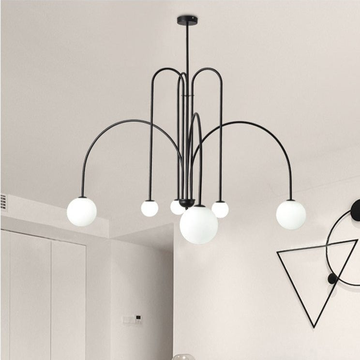 Art Deco Glass Ball Chandelier - Cueteks