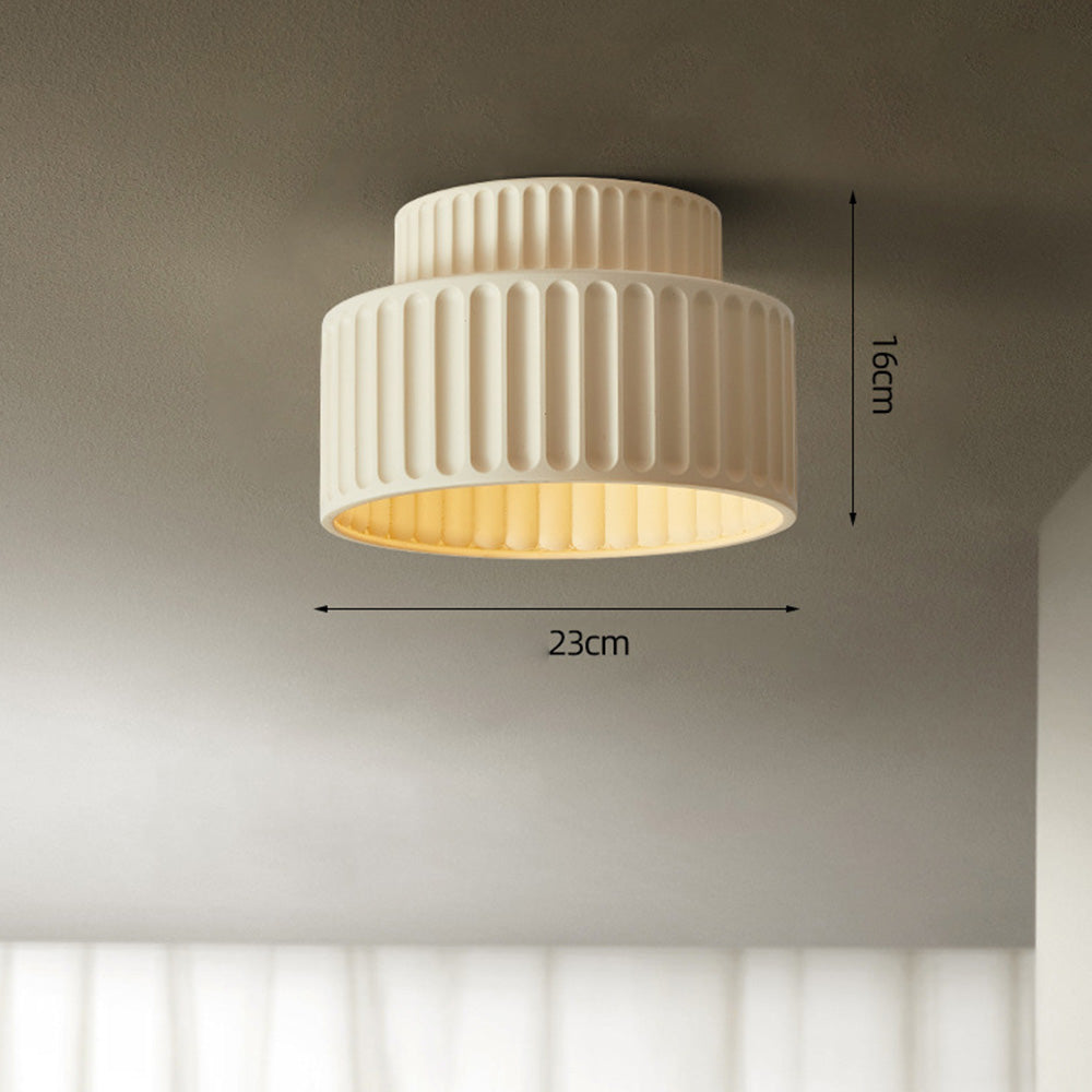 Vintage Cream Style Drum Semi Flush Mount Ceiling Lamp - Cueteks