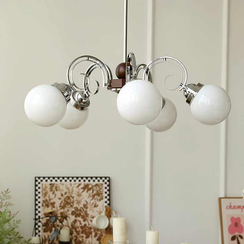 Vintage Kotter Cream Glass Chandelier - Cueteks