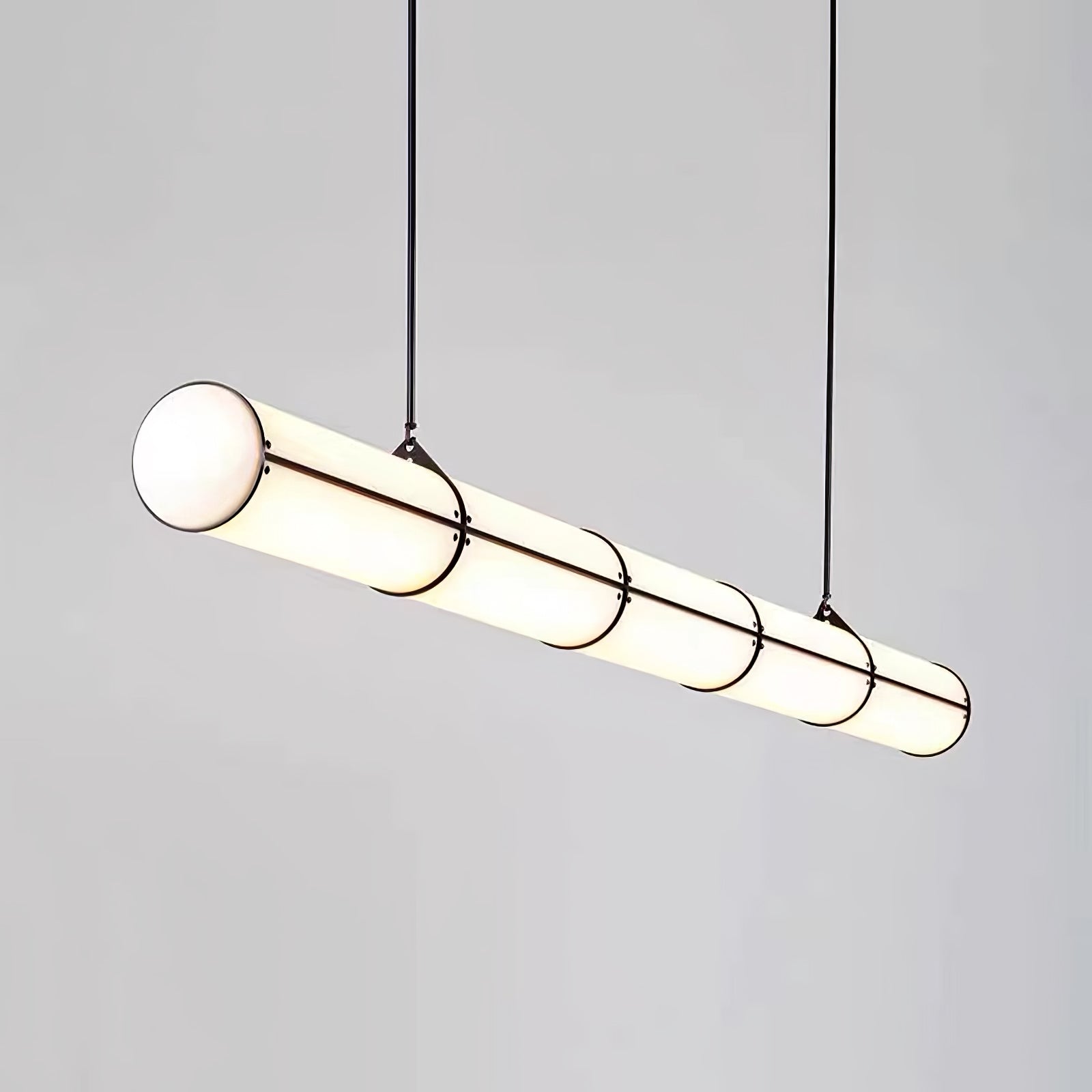 Black and White tube pendant viewed at an angle