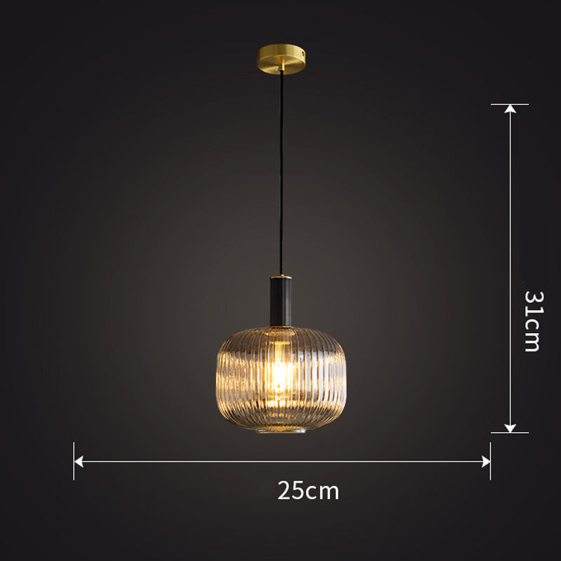 Modern Oval Ribbed Glass Pendant Light - Cueteks