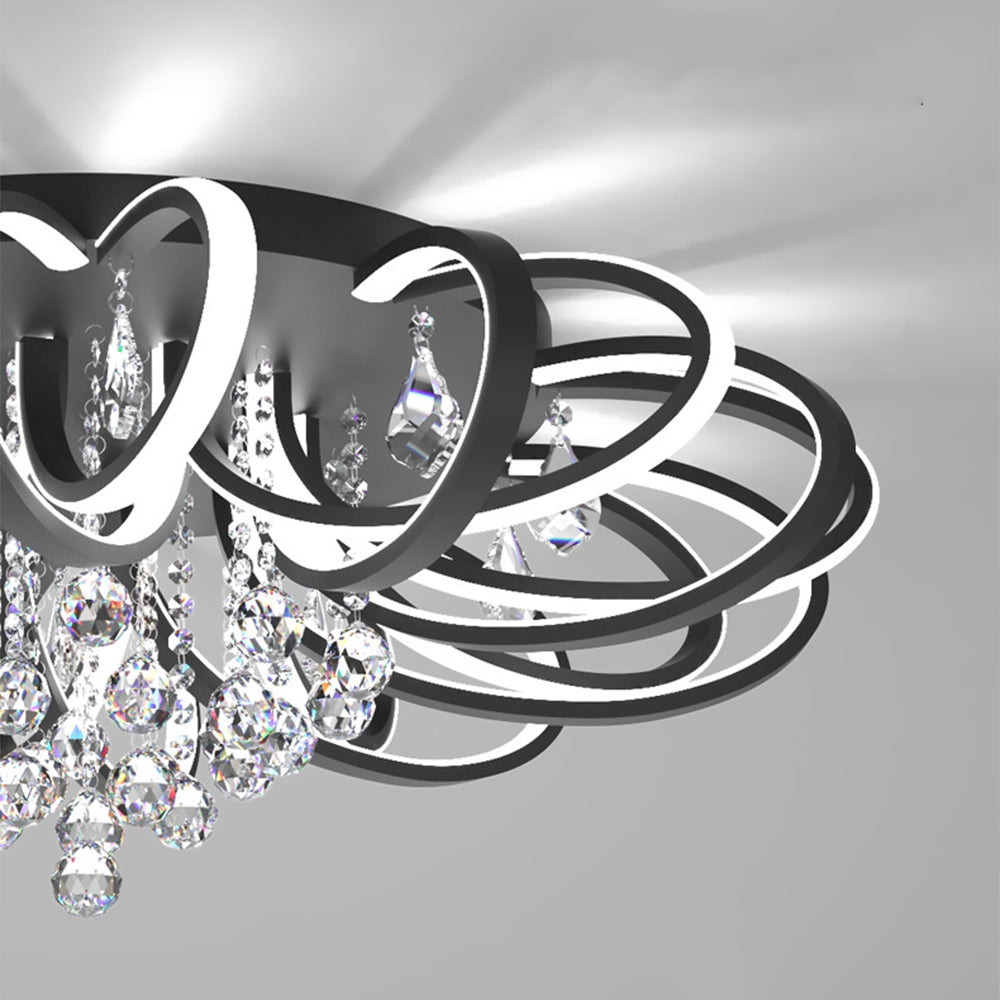 Modern Black Acrylic LED Flush Mount Ceiling Light - Cueteks