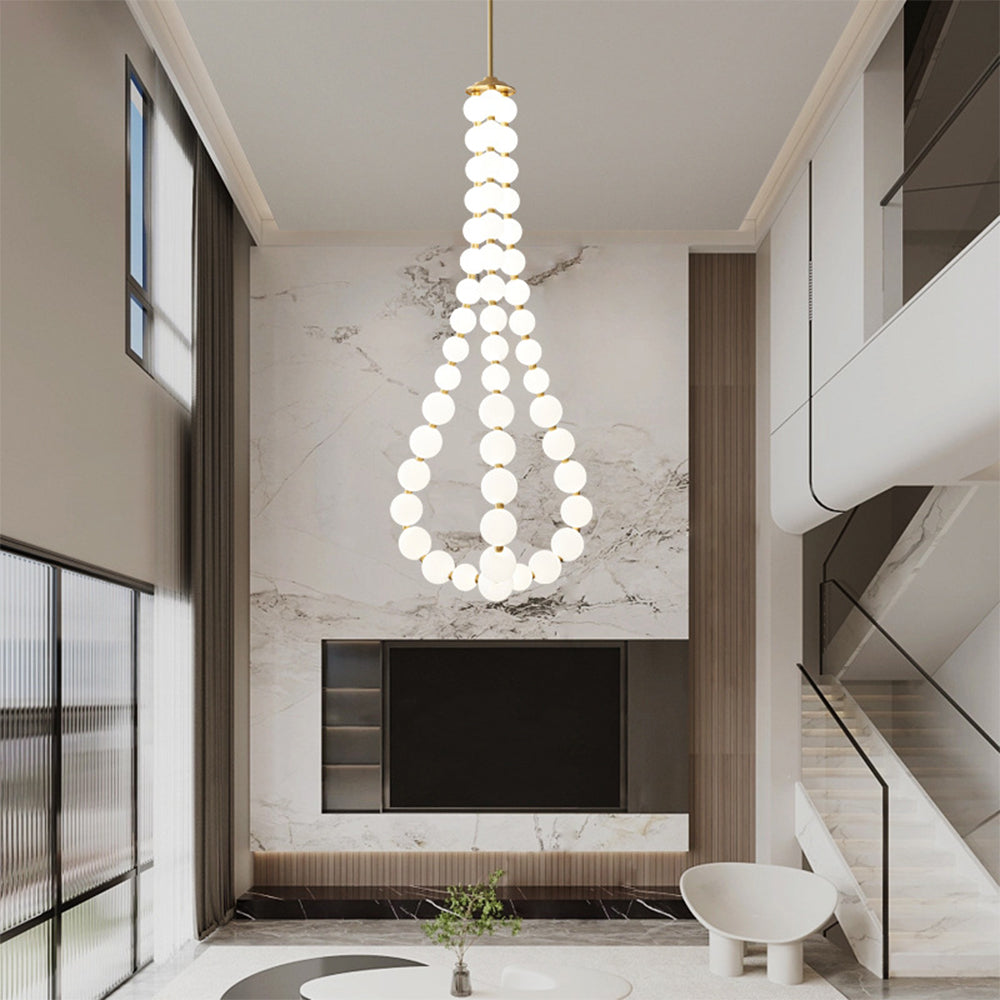 Art Deco White Bubble LED Chandelier For Staircase - Cueteks