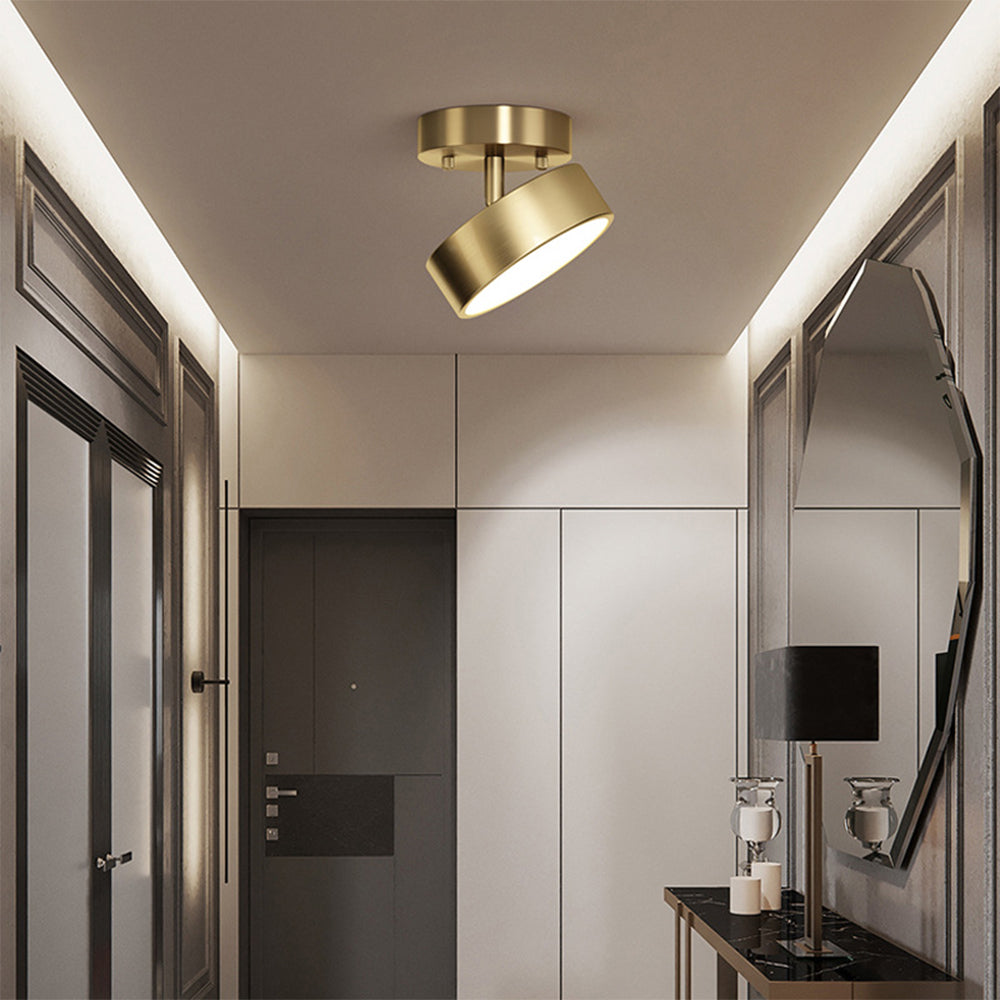 Simple Led Copper Semi Flush Mount Ceiling Light - Cueteks