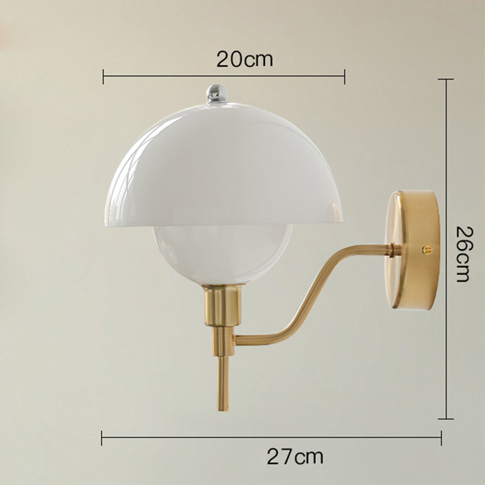 Gold and White mushroom lamp with dimension markers