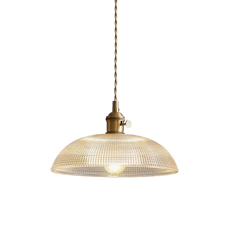 Vintage INS Glass Ribbed Pendant Light - Cueteks