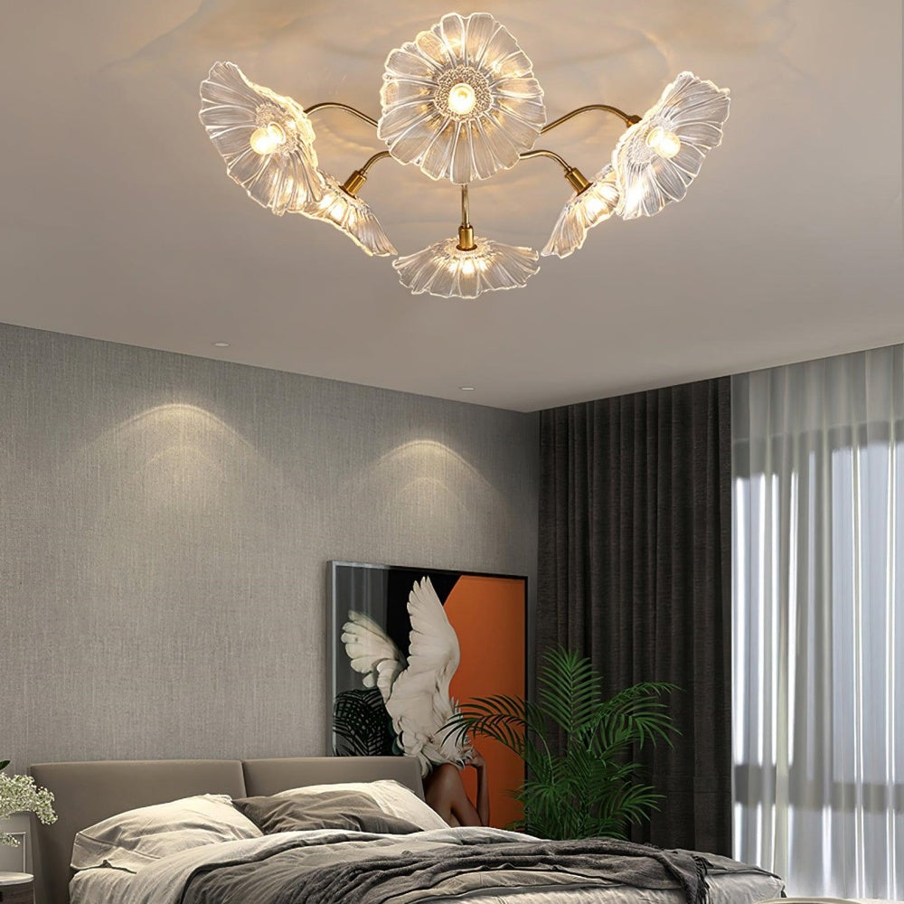 Vintage Lotus Leaf Glass Ceiling Light - Cueteks