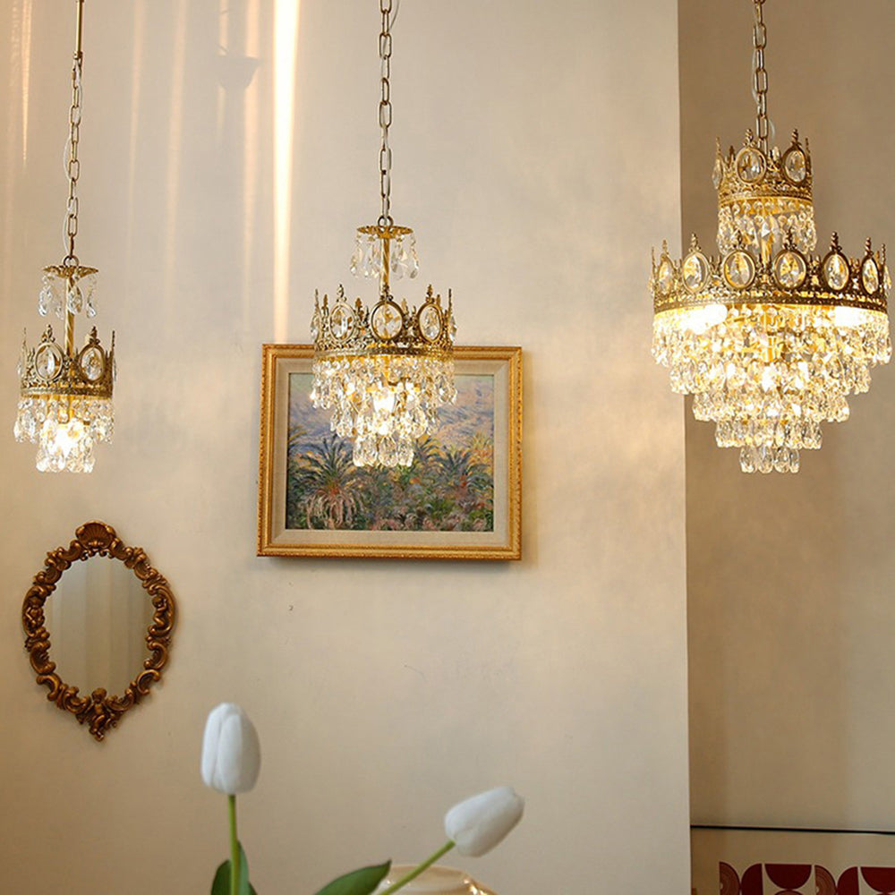Retro French Gold Crystal Chandelier - Cueteks