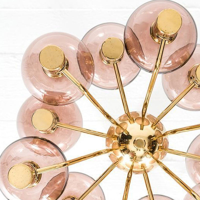 Contemporary Pink Glass 12-Bulb Decorative Chandelier - Cueteks