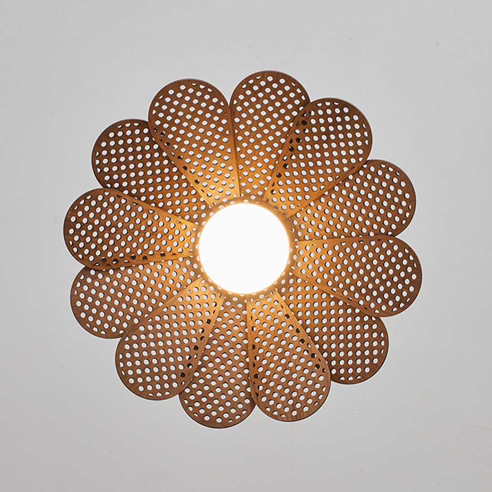 Hollyhock LED Rattan Leaves Pendant Light - Cueteks
