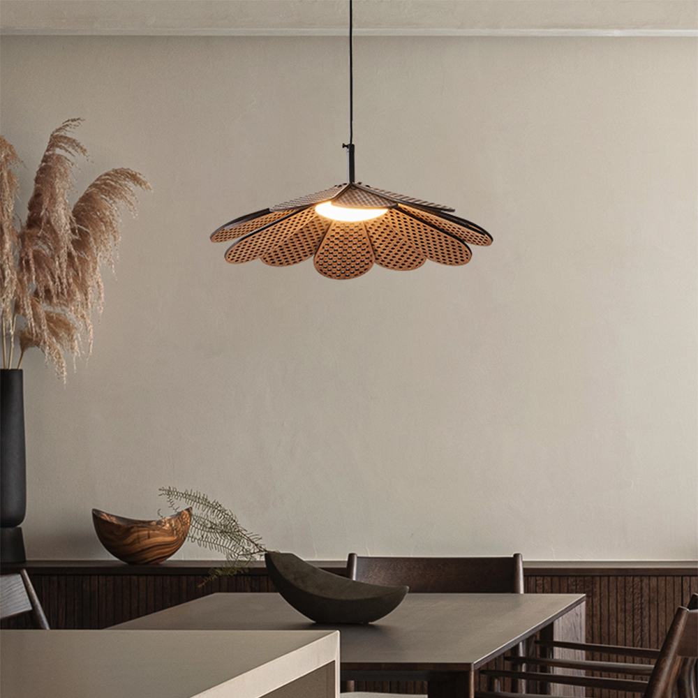 Hollyhock LED Rattan Leaves Pendant Light - Cueteks