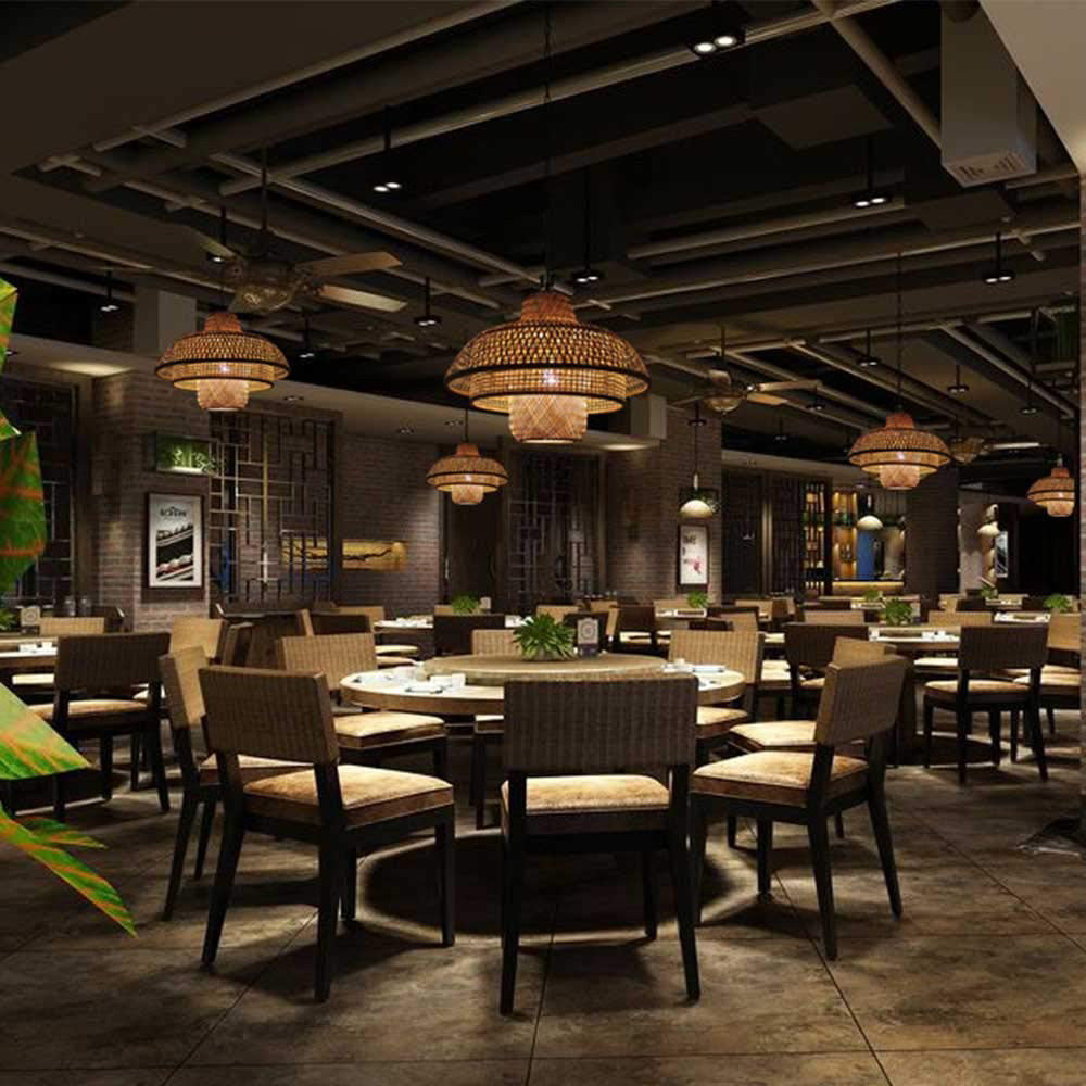Modern Rattan Dome Latern Pendant Light For Living Room - Cueteks
