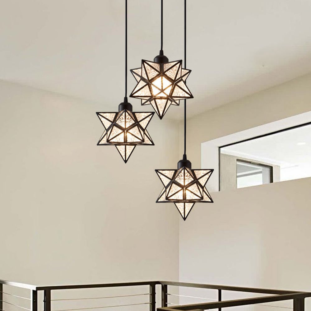 Decorative Star Shape Glass Hallway Pendant Light - Cueteks