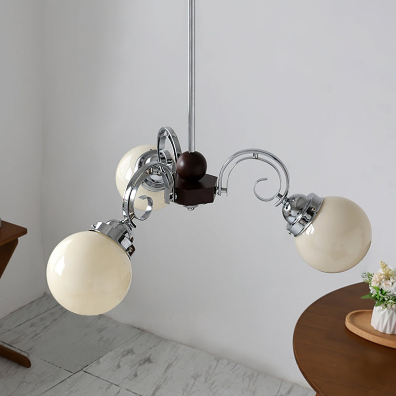 Vintage Kotter Cream Glass Chandelier - Cueteks