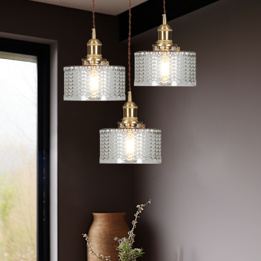 Vintage Stunning Cylinder Glass Pendant Light - Cueteks