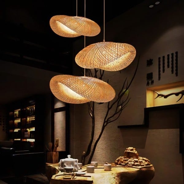 Modern Bamboo Kitchen Island Pendant Light - Cueteks